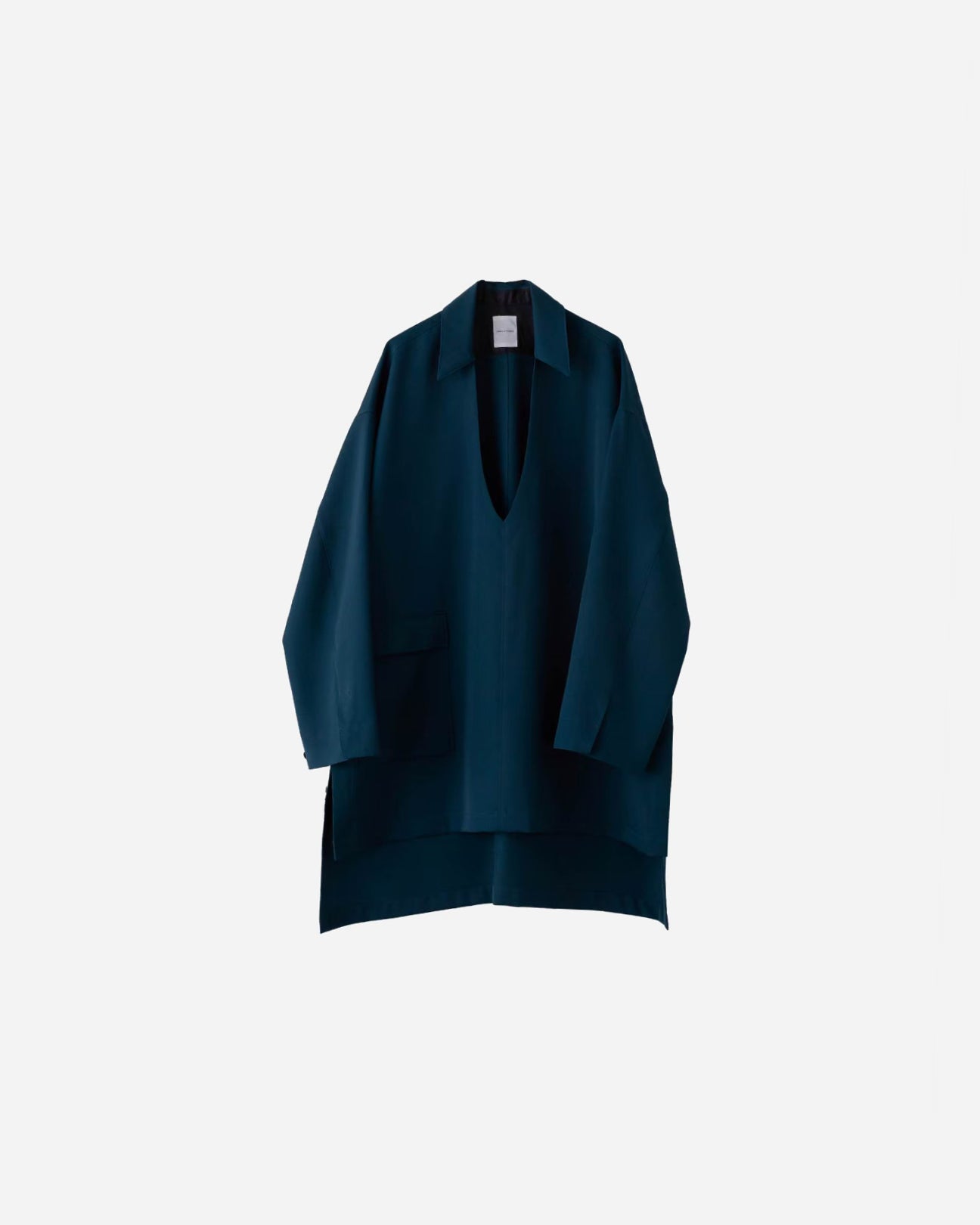 WOOL GABARDINE V-NECK PULLOVER SHIRT .05 [S.BLUE]