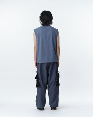 COVERED POCKET CROPPED CARGO PANTS .11【ASH BLUE】