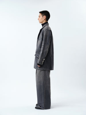 MOLESKINE 2TUCK WIDE BAGGY PANTS .12【BLACK】