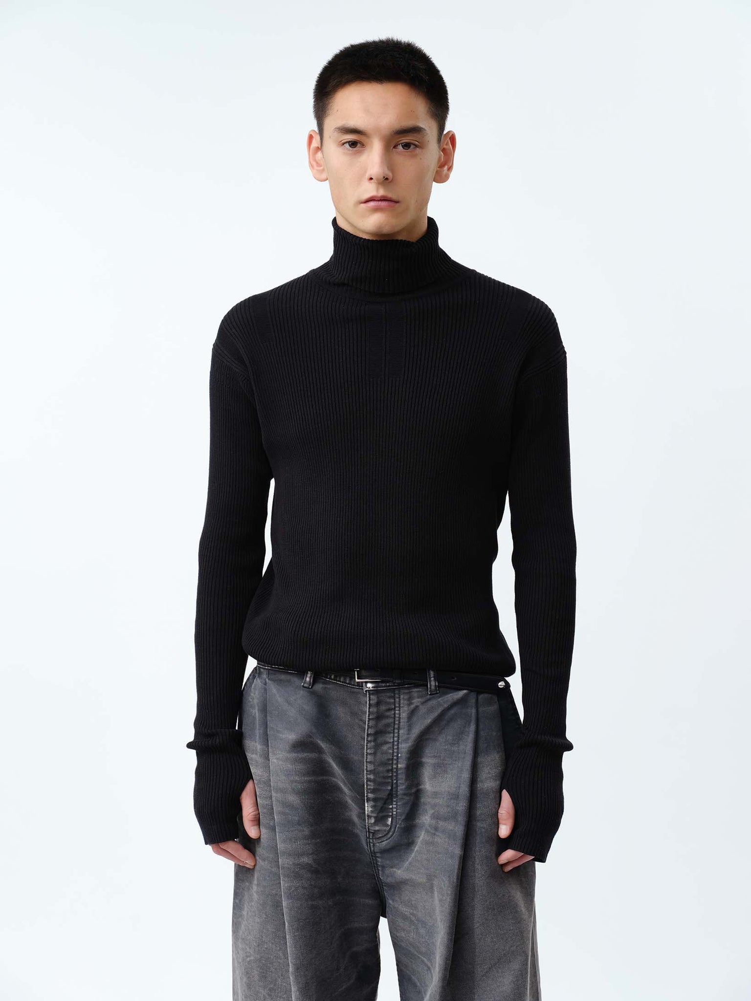 TURTLENECK RIB KNIT .12【BLACK】