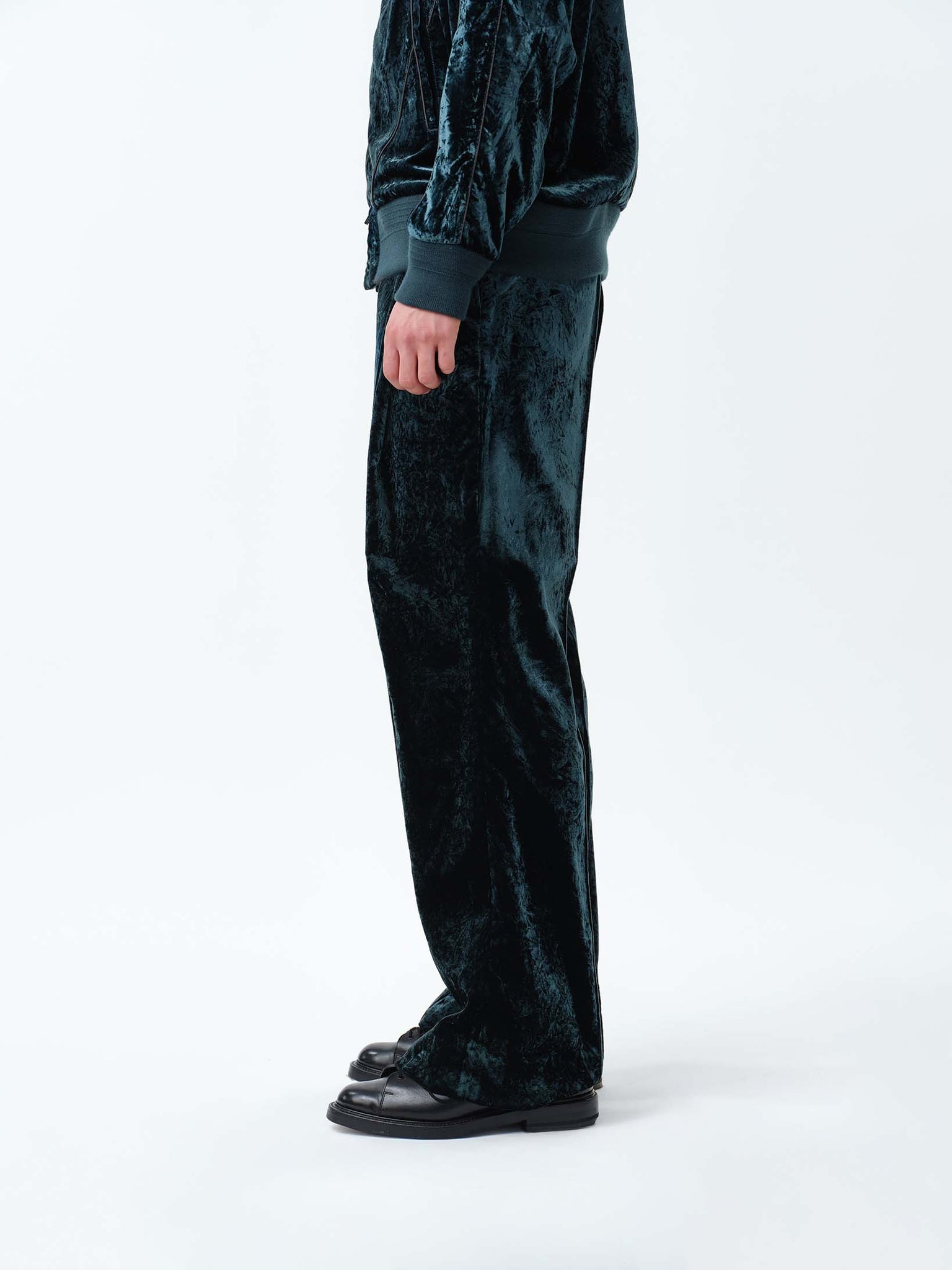 VELVET PINTUCK BAGGY EASY TROUSERS .12【GREEN】