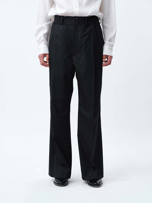 SUPER140 PINTUCK BAGGY EASY TROUSERS .12【BLACK】