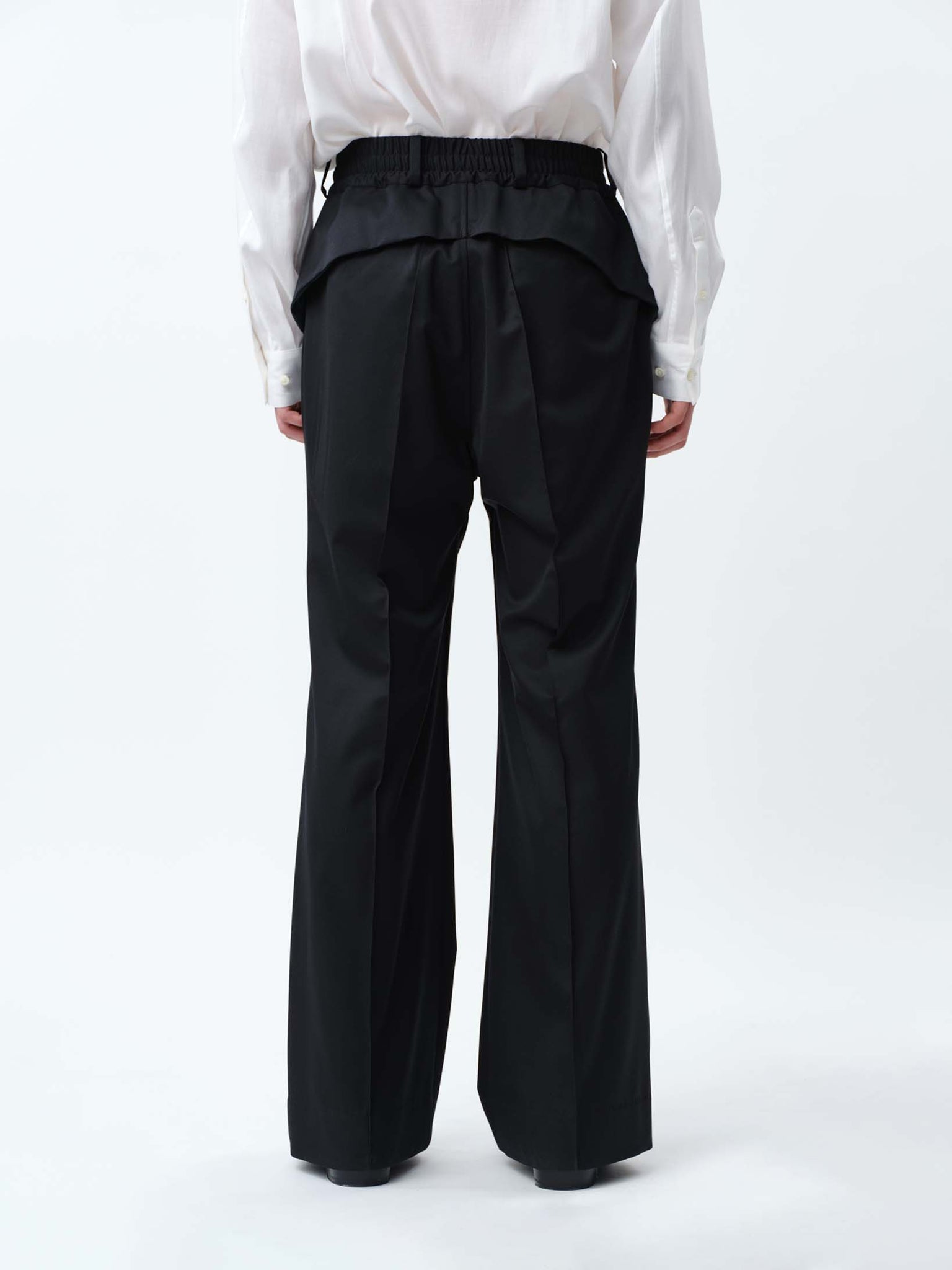 SUPER140 PINTUCK BAGGY EASY TROUSERS .12【BLACK】