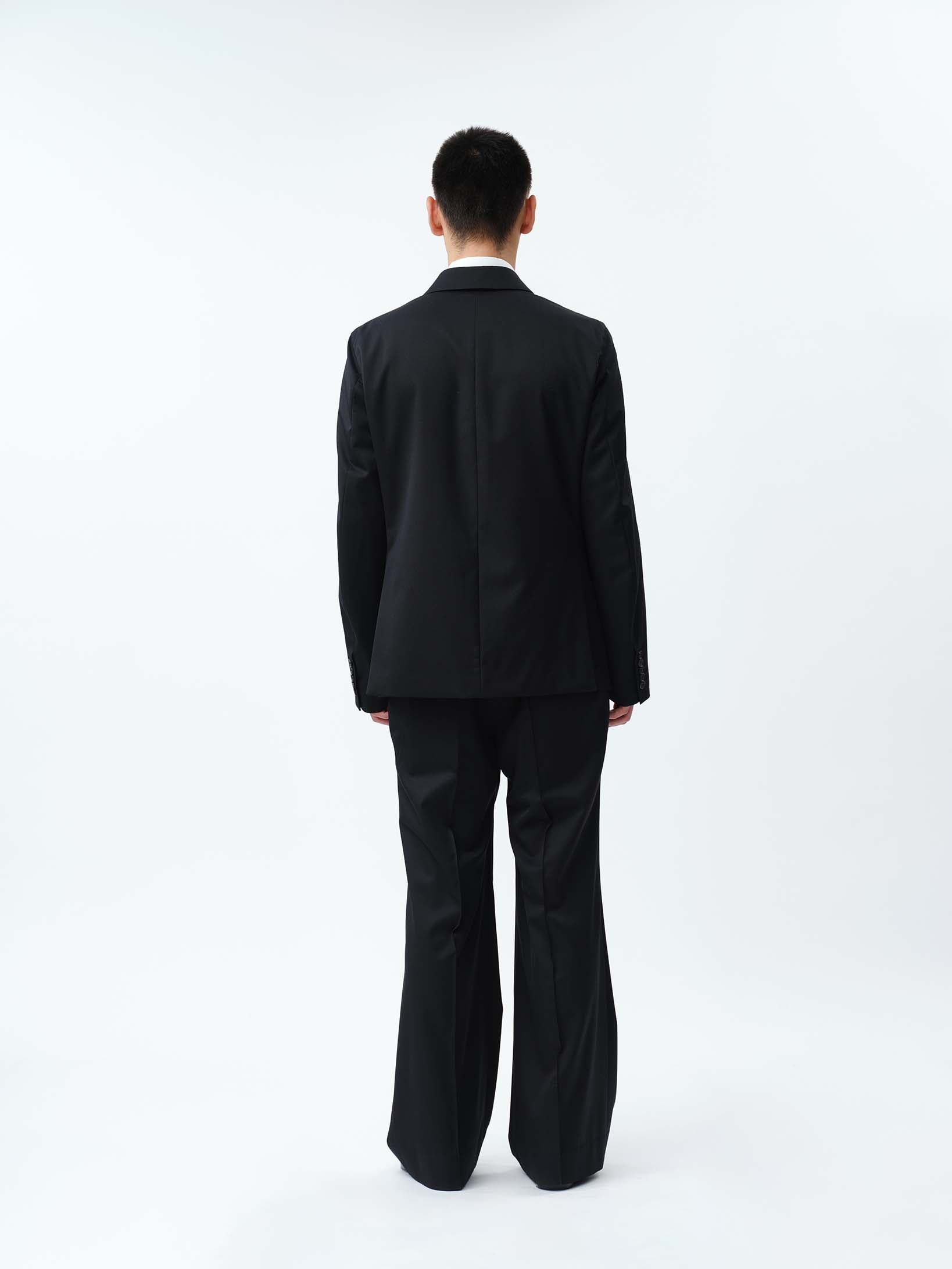 SUPER140 PINTUCK BAGGY EASY TROUSERS .12【BLACK】