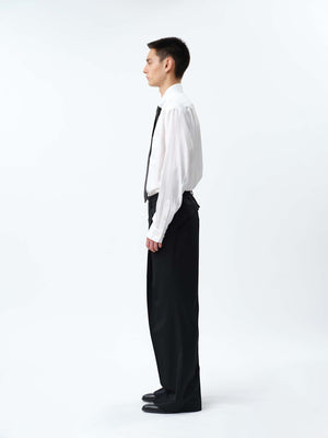 SHEEP LEATHER NARROW TIE .12【BLACK】