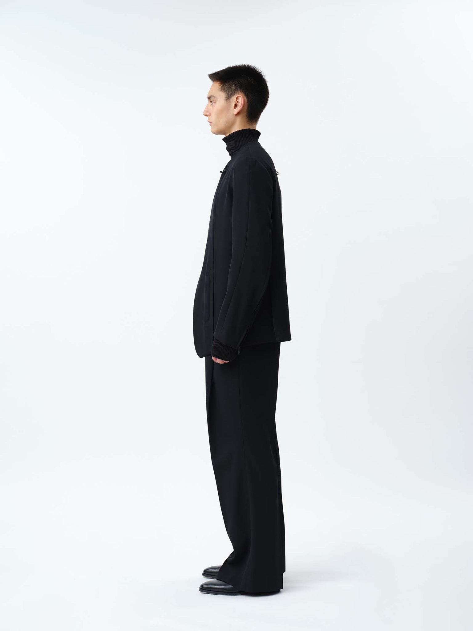 HEAVY WOOL GABARDINE FLARE EASY TROUSERS .12【BLACK】