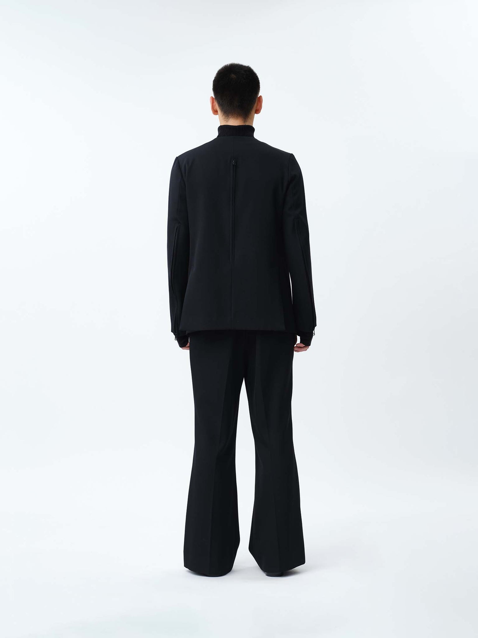 HEAVY WOOL GABARDINE FLARE EASY TROUSERS .12【BLACK】