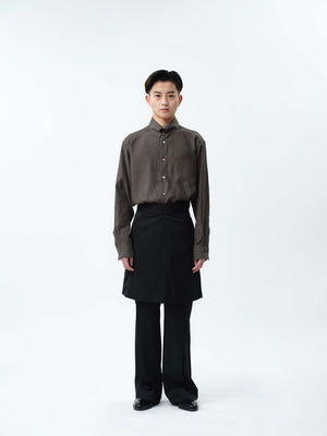 SUPER140 WRAP GURKHA SKIRT .12【BLACK】