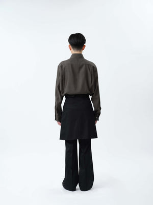 SUPER140 WRAP GURKHA SKIRT .12【BLACK】