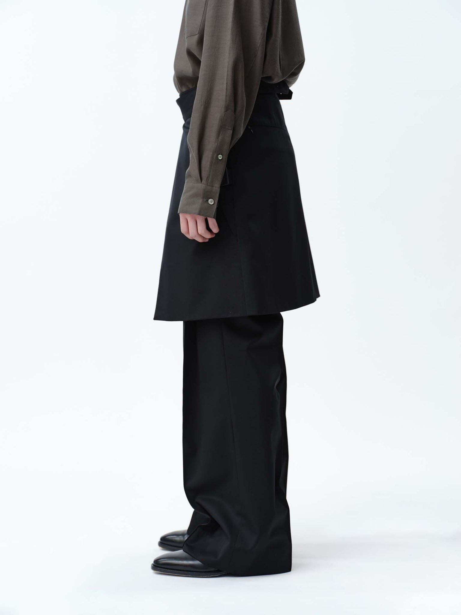 SUPER140 WRAP GURKHA SKIRT .12【BLACK】