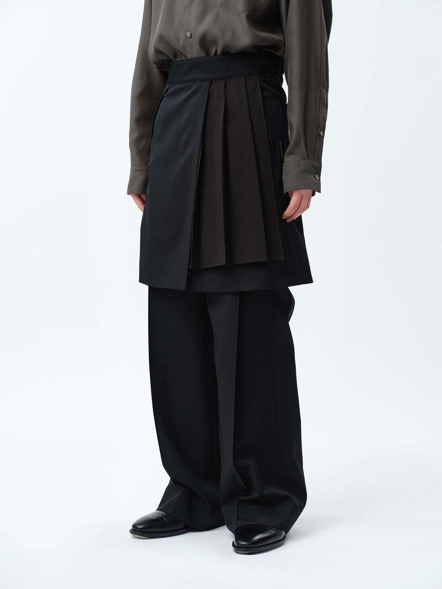 SUPER140 WRAP GURKHA SKIRT .12【BLACK】