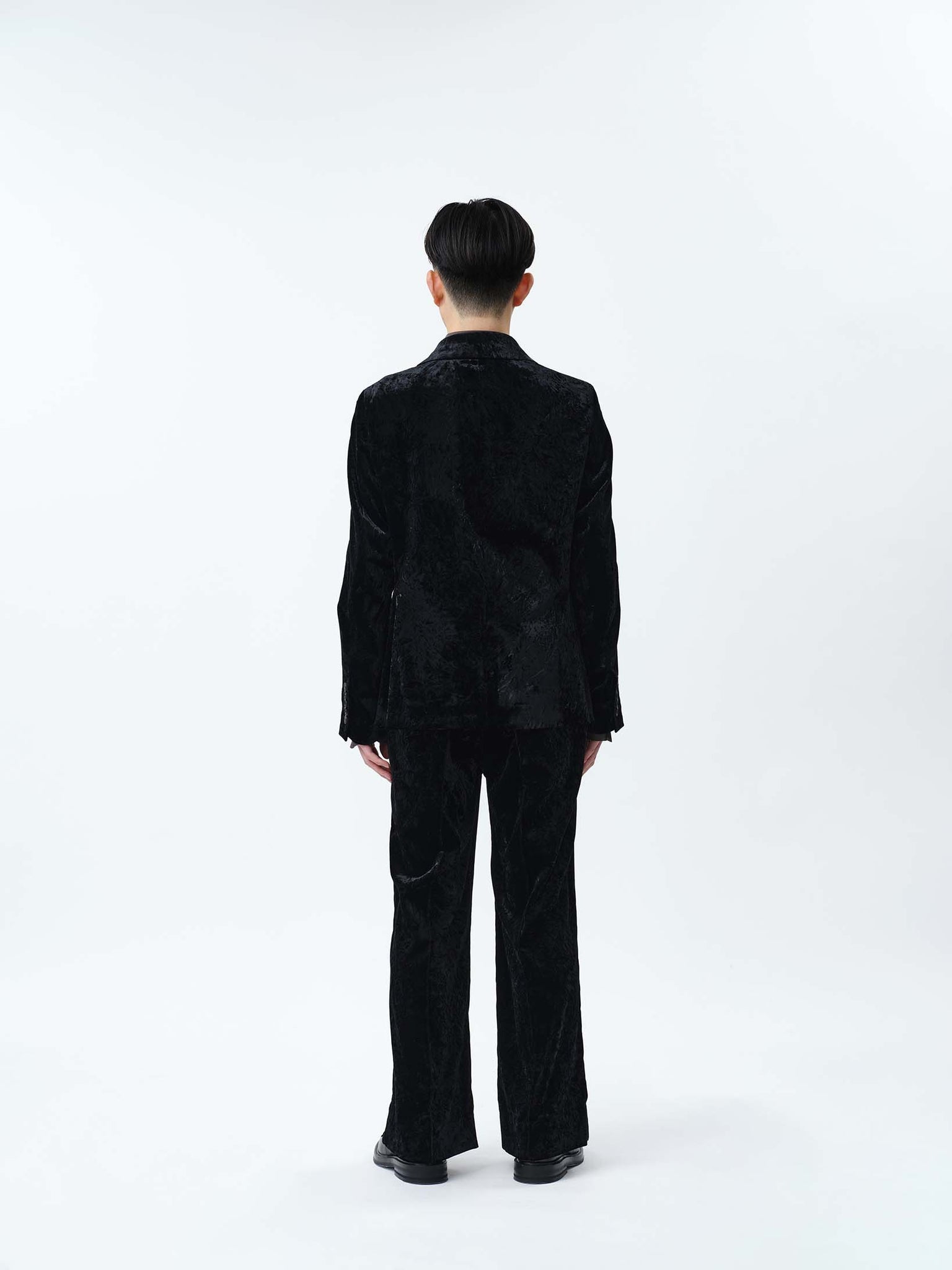 VELVET PINTUCK BAGGY EASY TROUSERS .12【BLACK】