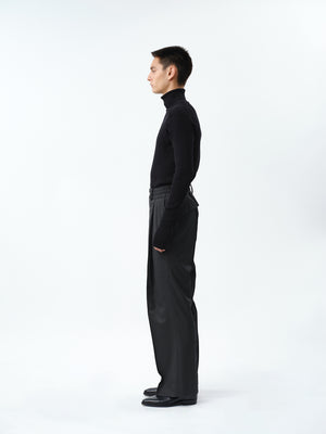 SUPER140 PINTUCK BAGGY EASY TROUSERS .12【TENEBROSO GREY】