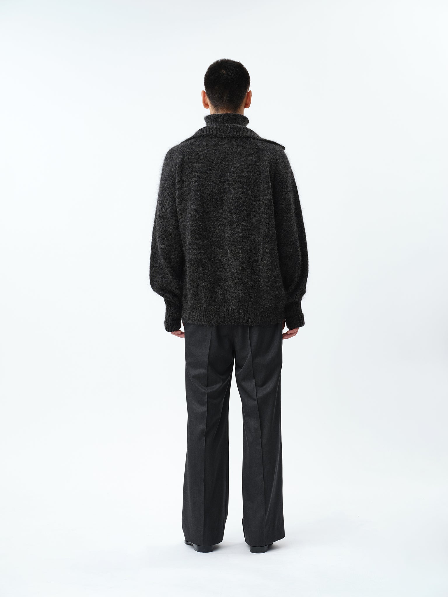 MOHAIR DOUBLE HIGH NECK P/O KNIT .12【CHARCOAL】