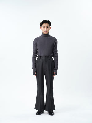 TURTLENECK RIB KNIT .12【CHARCOAL】