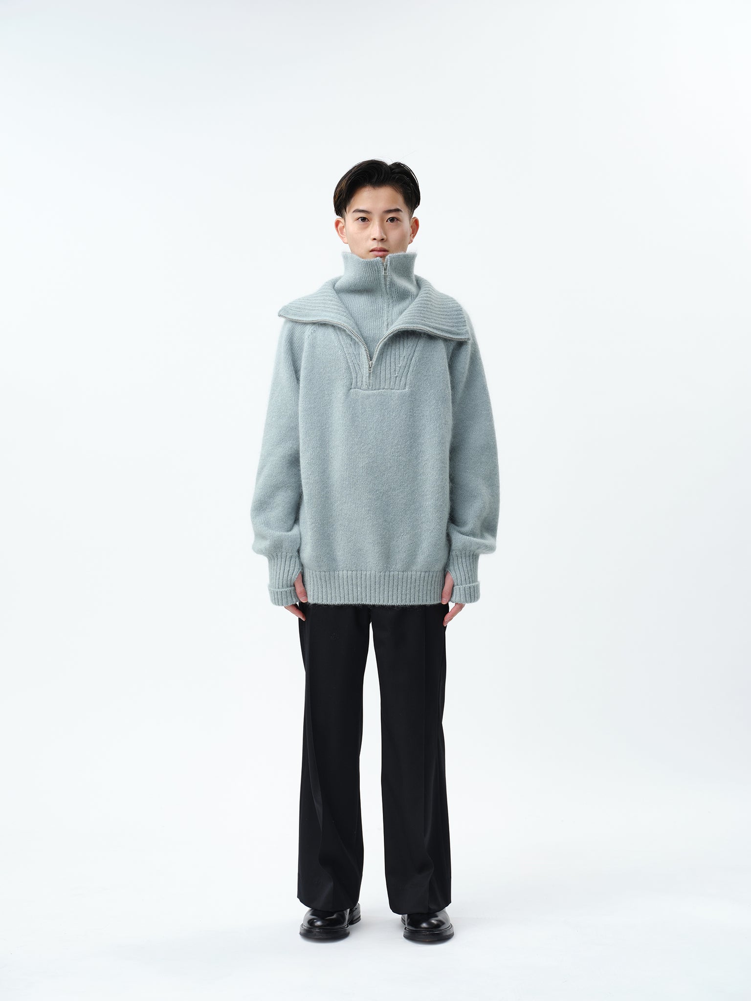 MOHAIR DOUBLE HIGH NECK P/O KNIT .12【L.BLUE】 – SUBLATIONS MOHAIR DOUBLE HIGH NECK P/O KNIT .12【L.BLUE】 – SUBLATIONS