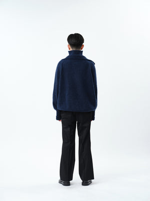 MOHAIR DOUBLE HIGH NECK P/O KNIT .12【NAVY】