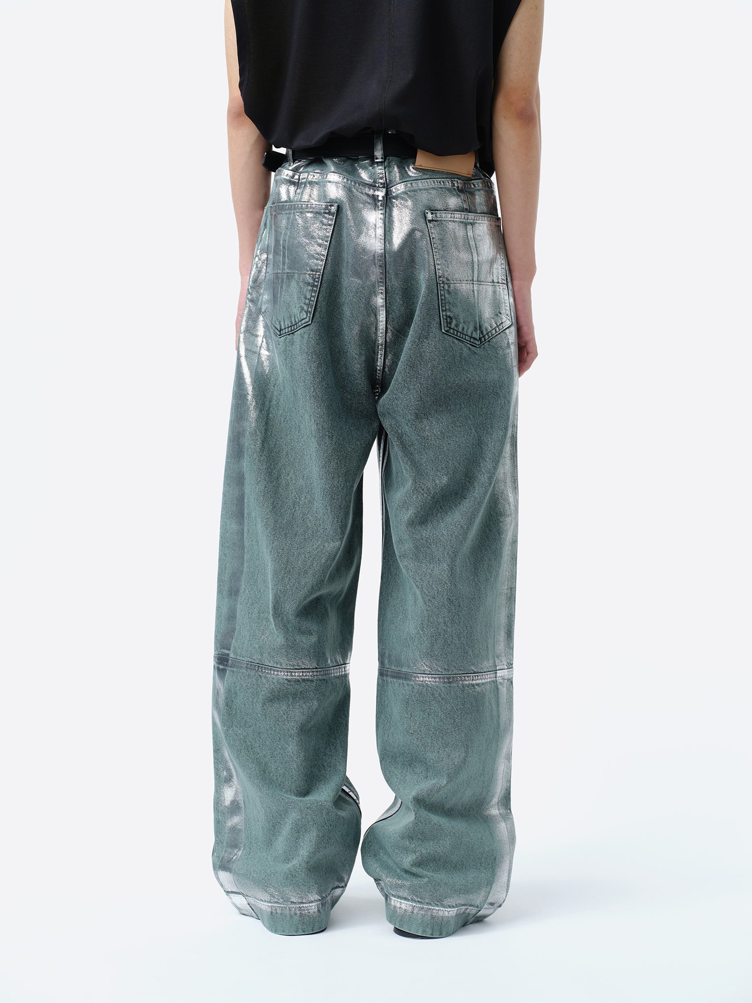 WIDE SEAM DENIM BAGGY PANTS .11 【FOILED FADE GREEN】