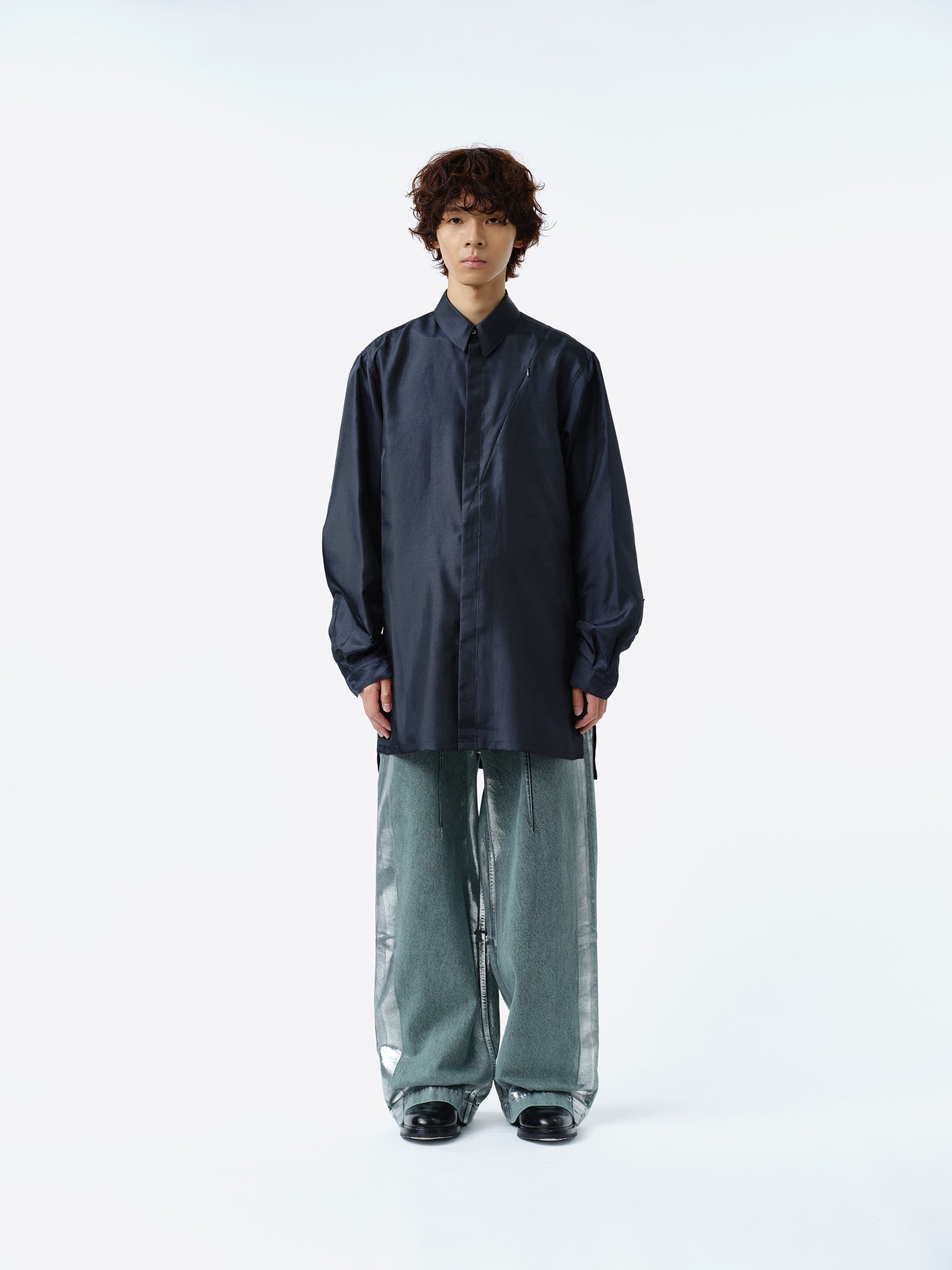 IRIDESCENT SEAM POCKET SHIRT .11 [NIGHT NAVY]