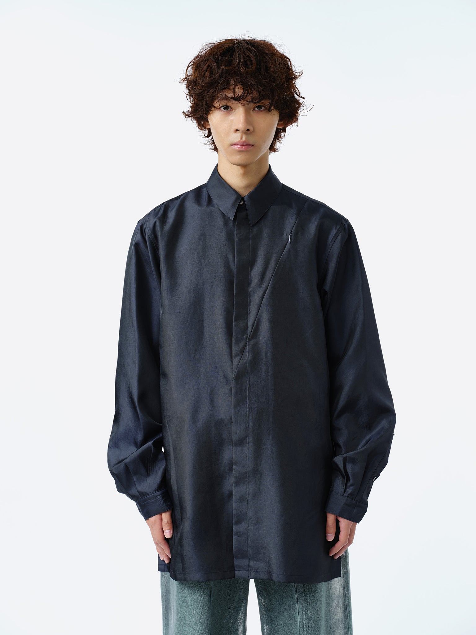 IRIDESCENT SEAM POCKET SHIRT .11 [NIGHT NAVY]