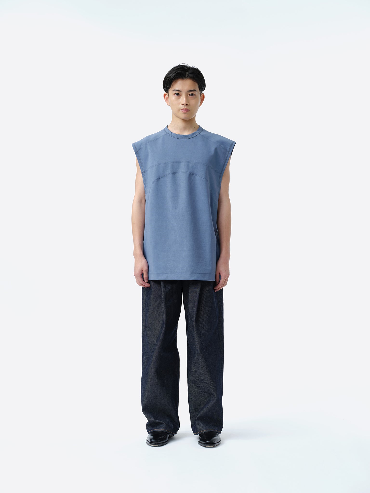 PANEL CUTTING SLEEVELESS CUT-SEW .11 [ASH BLUE]