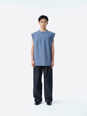 PANEL CUTTING SLEEVELESS CUT-SEW .11 [ASH BLUE]