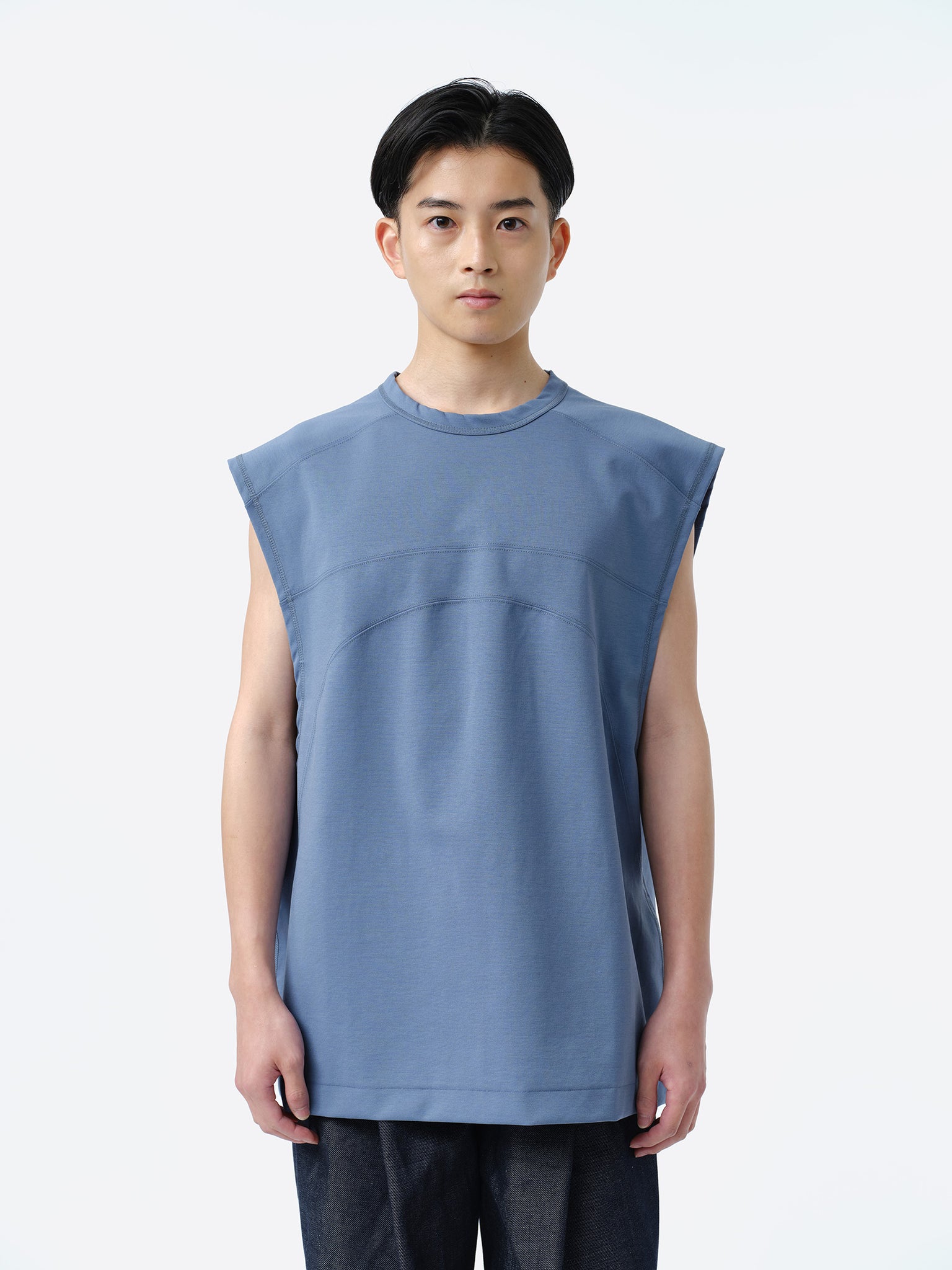 PANEL CUTTING SLEEVELESS CUT-SEW .11 [ASH BLUE]