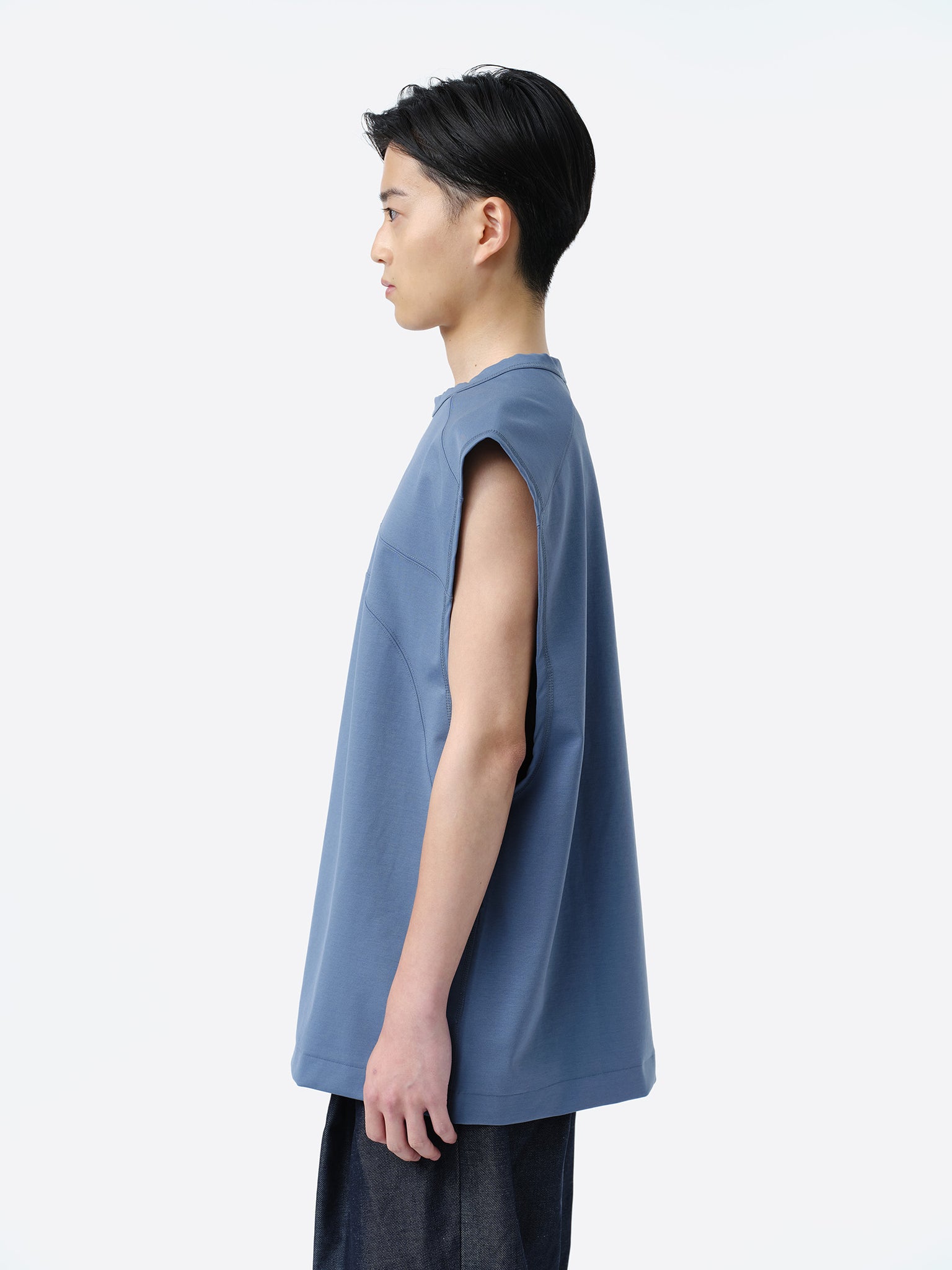 PANEL CUTTING SLEEVELESS CUT-SEW .11 [ASH BLUE]