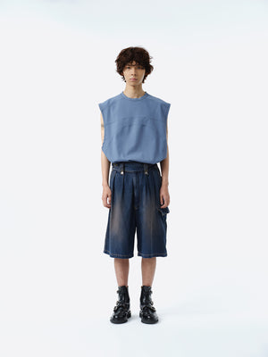 DENIM GURKHA CARGO SHORT PANTS .11【BEACH INDIGO】