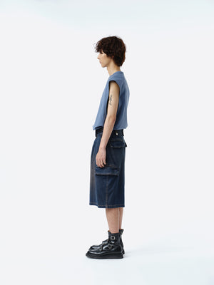 DENIM GURKHA CARGO SHORT PANTS .11【BEACH INDIGO】