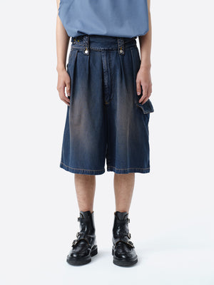 DENIM GURKHA CARGO SHORT PANTS .11【BEACH INDIGO】