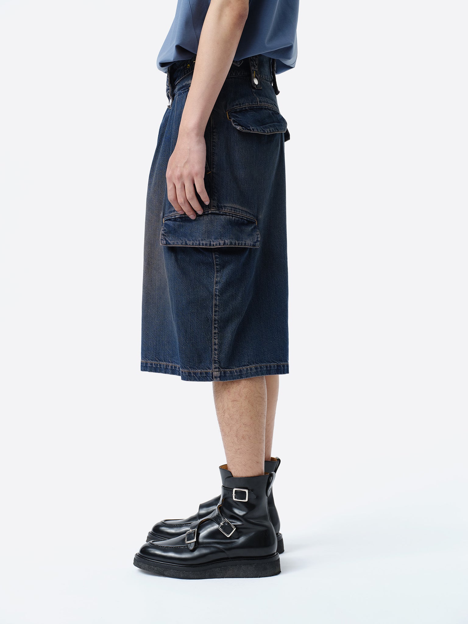 DENIM GURKHA CARGO SHORT PANTS .11【BEACH INDIGO】