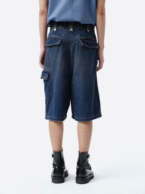 DENIM GURKHA CARGO SHORT PANTS .11【BEACH INDIGO】