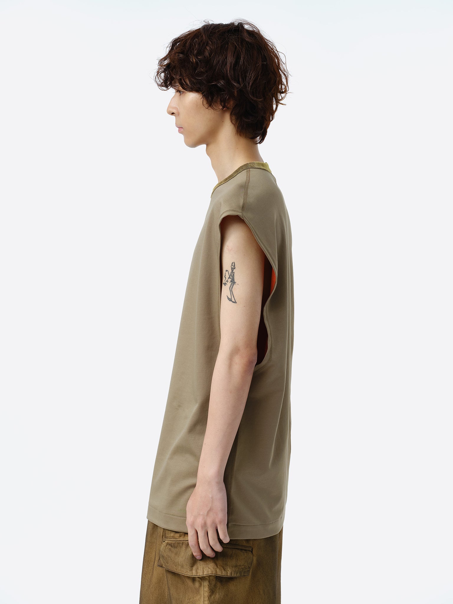 LOGO SLEEVELESS CUT-SEW .11 【KHAKI ORANGE】