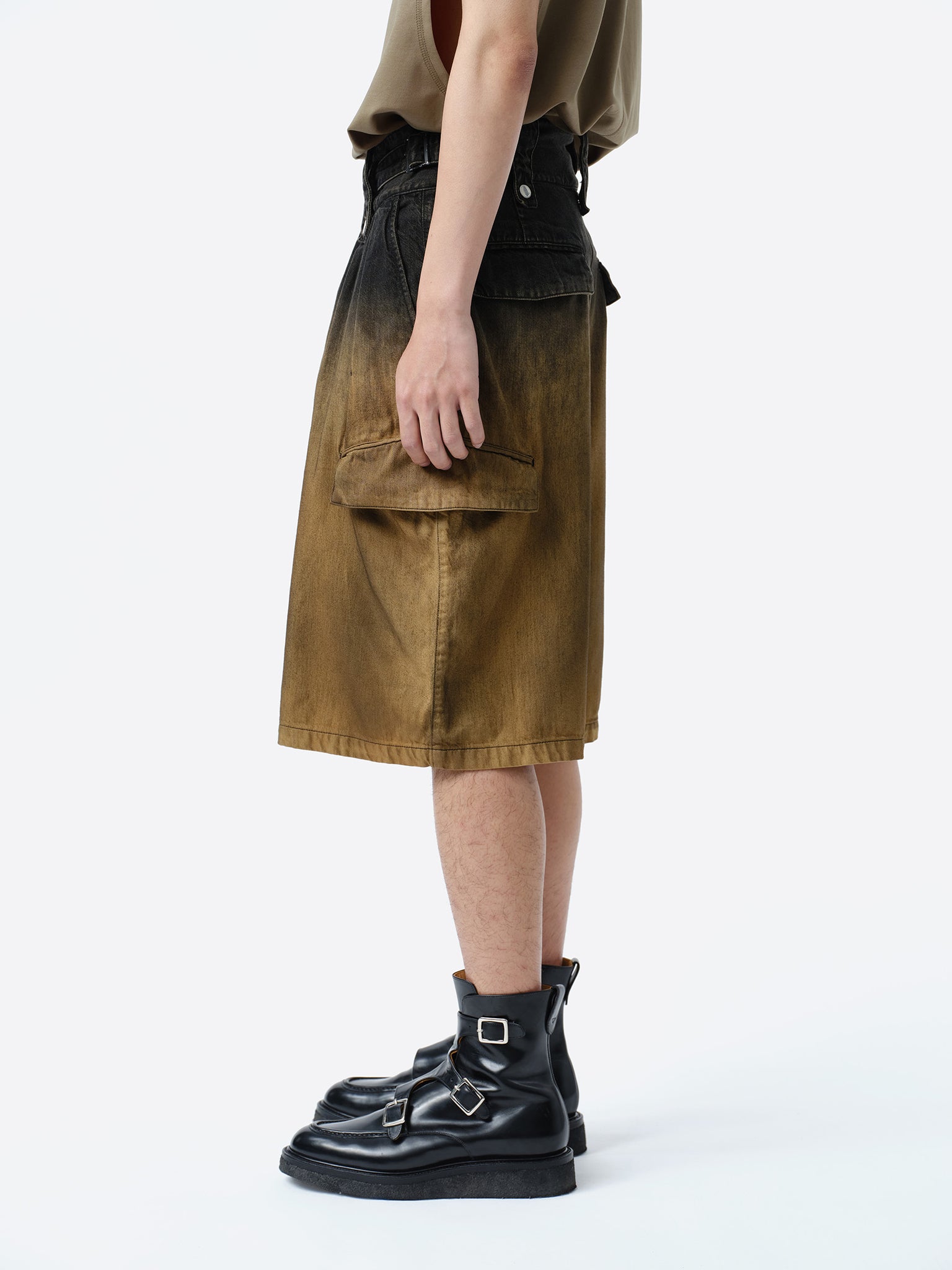 DENIM GURKHA CARGO SHORT PANTS .11【CANYON BLACK】