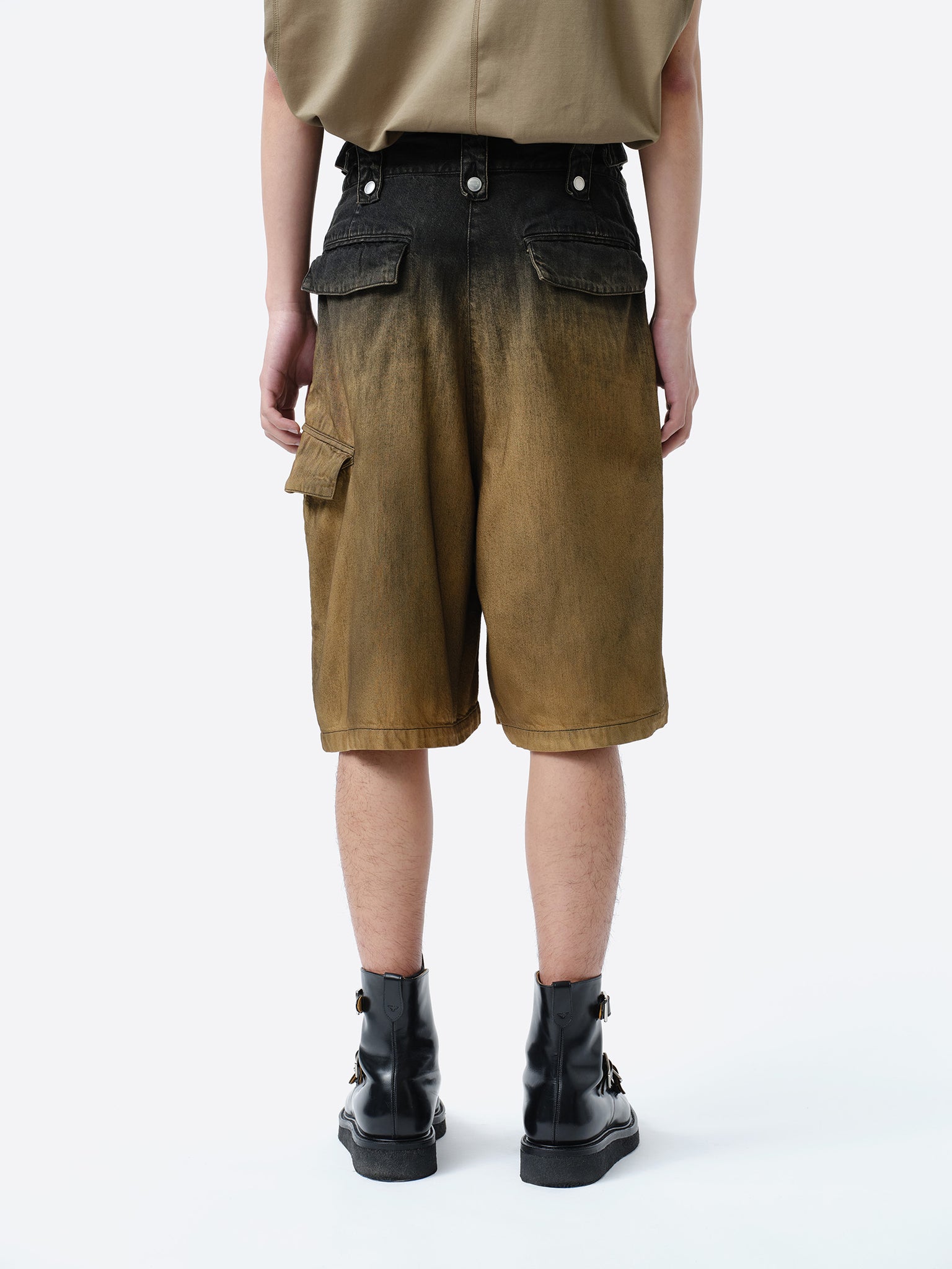 DENIM GURKHA CARGO SHORT PANTS .11【CANYON BLACK】