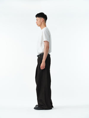 GARMENT DYED 2TUCK WIDE BAGGY PANTS .13【ASH BLACK】