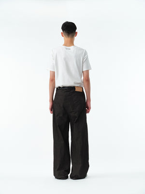 GARMENT DYED 2TUCK WIDE BAGGY PANTS .13【ASH BLACK】