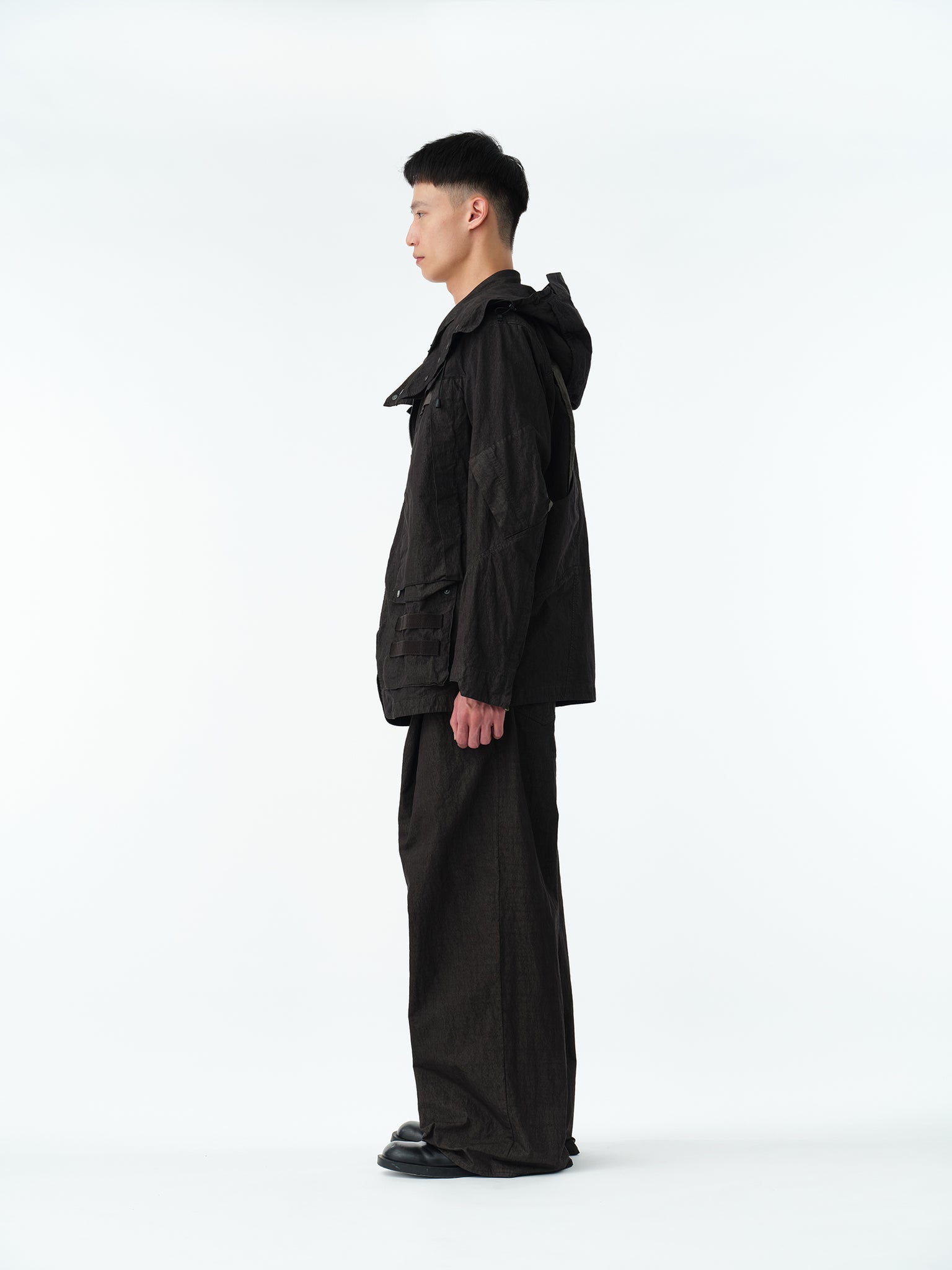 GARMENT DYED 2TUCK WIDE BAGGY PANTS .13【ASH BLACK】