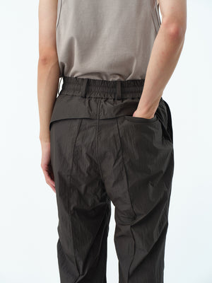 WASHER NYLON PINTUCK EASY TROUSERS .13【BUFFALO BROWN】