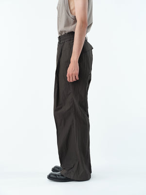 WASHER NYLON PINTUCK EASY TROUSERS .13【BUFFALO BROWN】