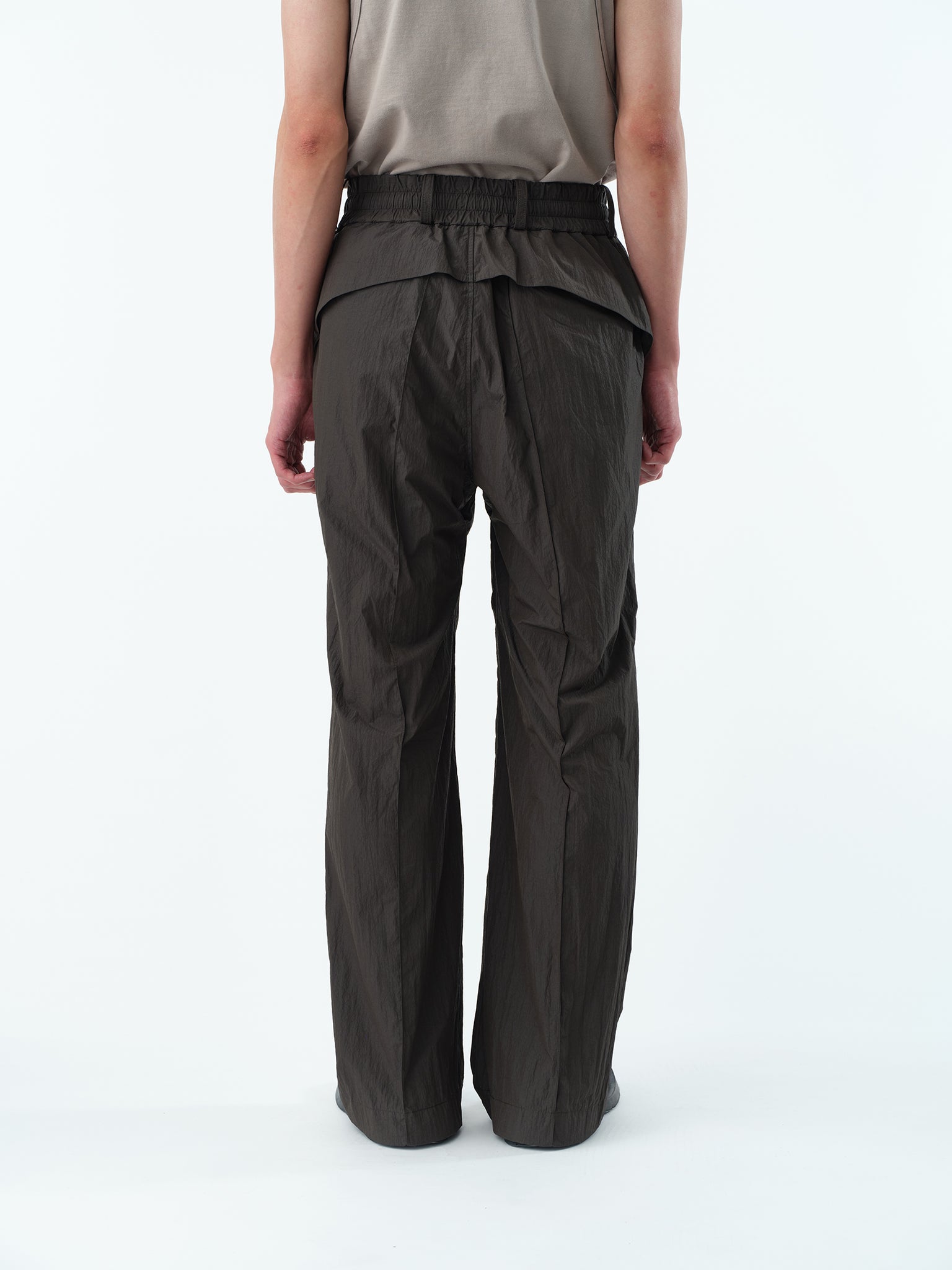 WASHER NYLON PINTUCK EASY TROUSERS .13【BUFFALO BROWN】