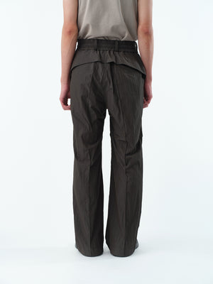 WASHER NYLON PINTUCK EASY TROUSERS .13【BUFFALO BROWN】