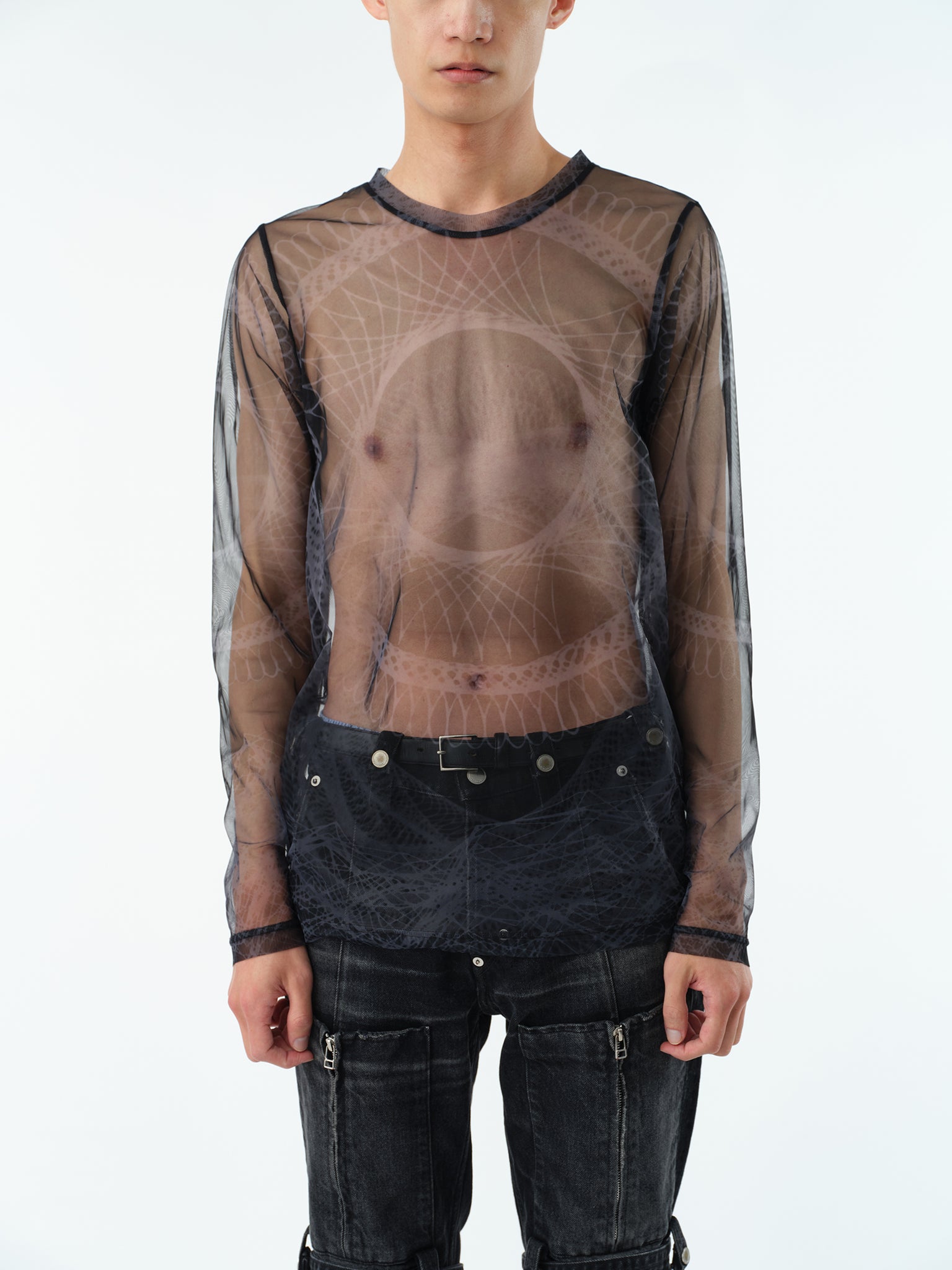 SECOND SKIN L/S T-SHIRT .13【GEOMETRIC BLACK】