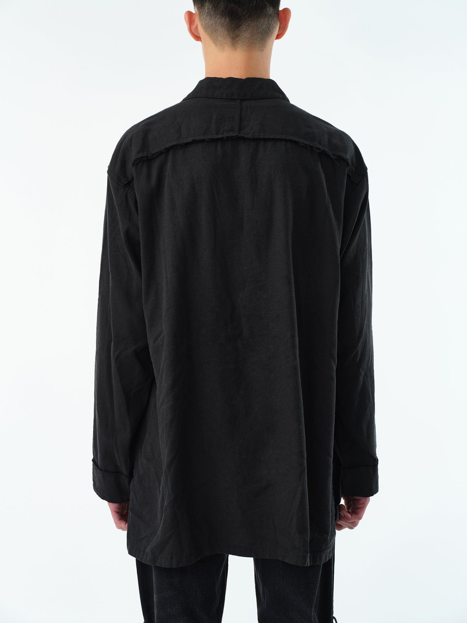 SILK LINEN PAJAMA SHIRT .13【BLACK】