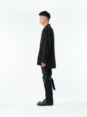 SILK LINEN PAJAMA SHIRT .13【BLACK】