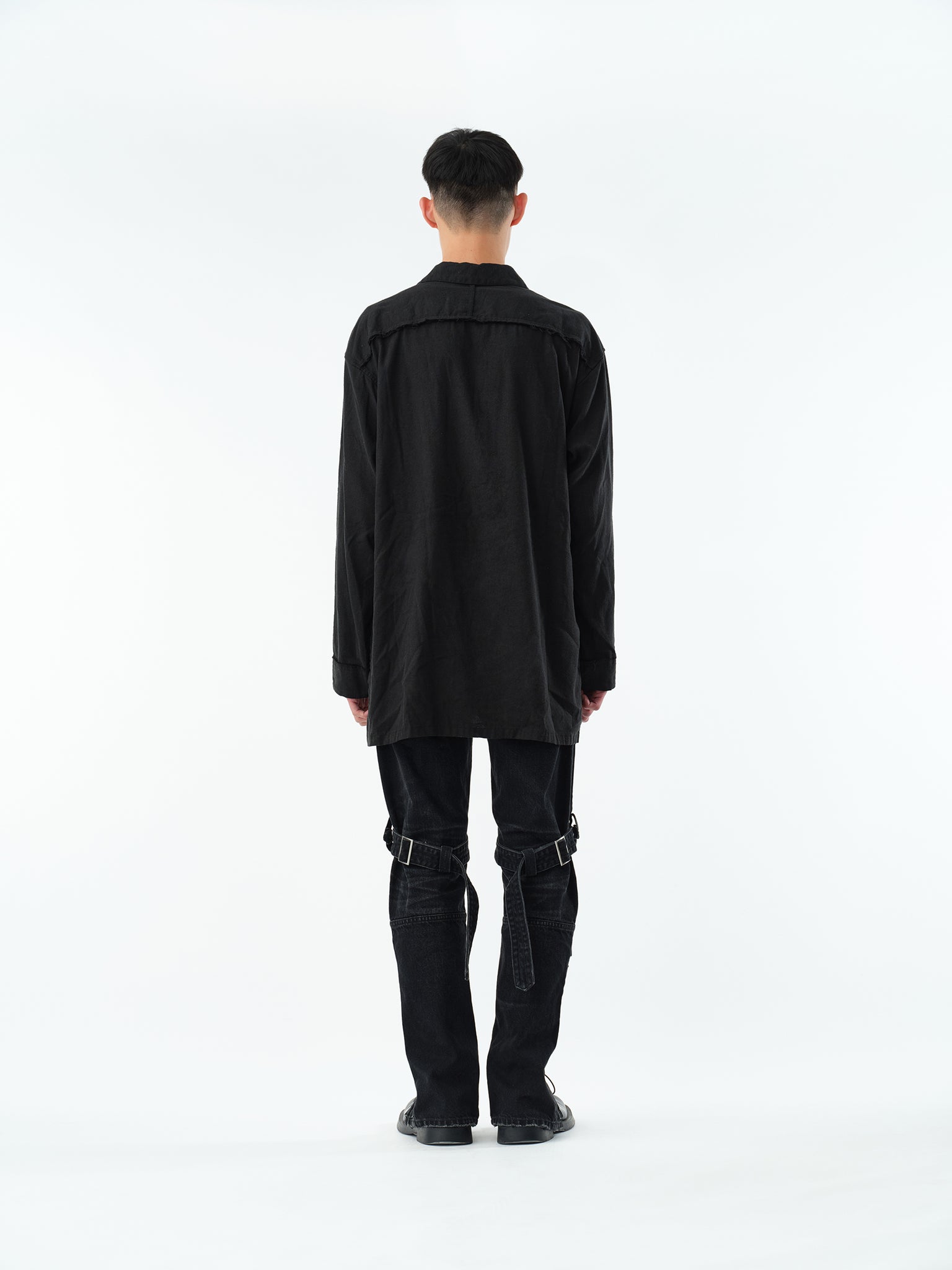 SILK LINEN PAJAMA SHIRT .13【BLACK】