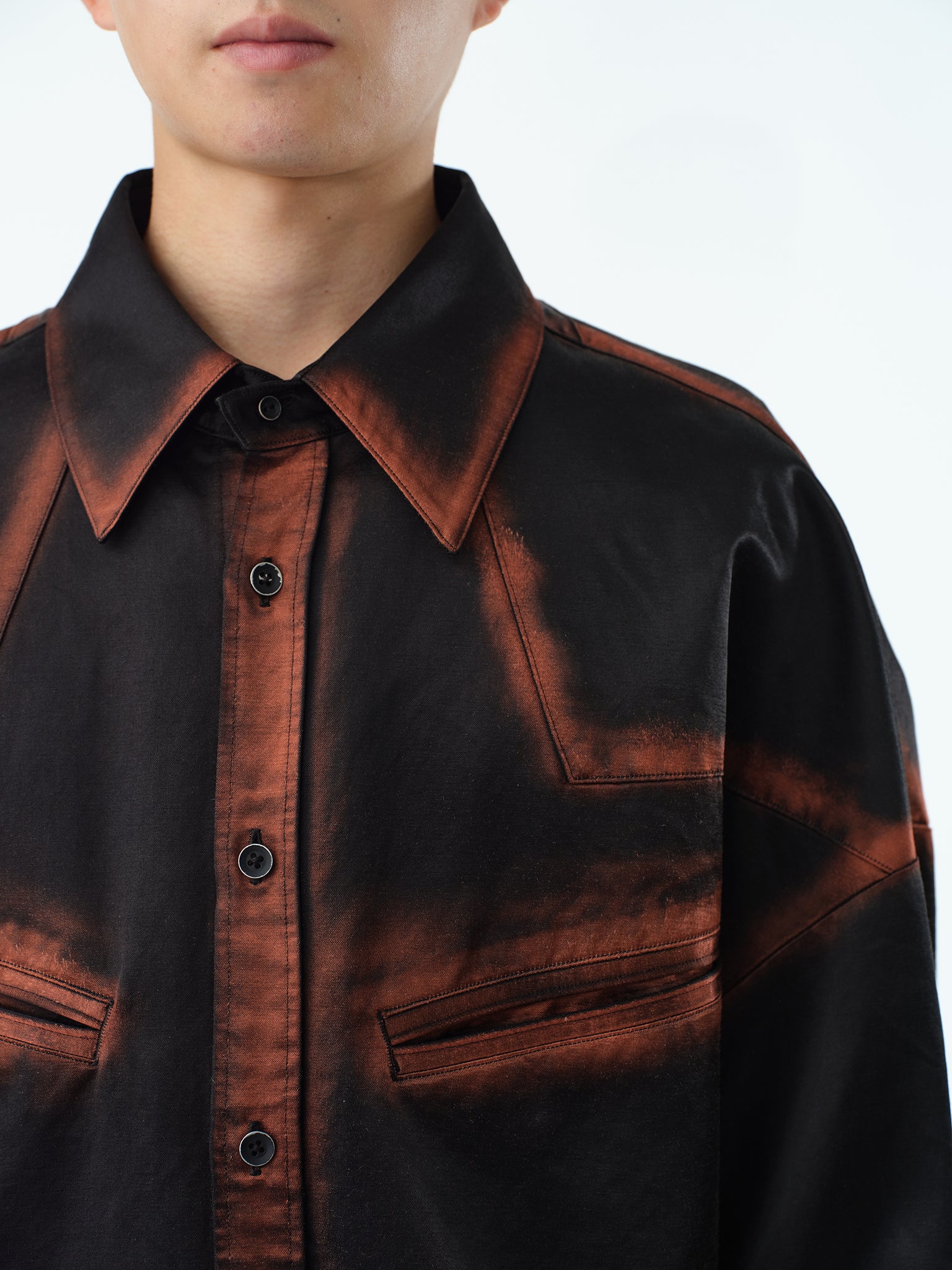 RUSTY SATIN WESTERN SHIRT .13【RUSTY BLACK】