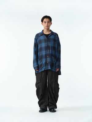 OMBRE CHECK PAJAMA SHIRT .13【CLASSIC BLUE】