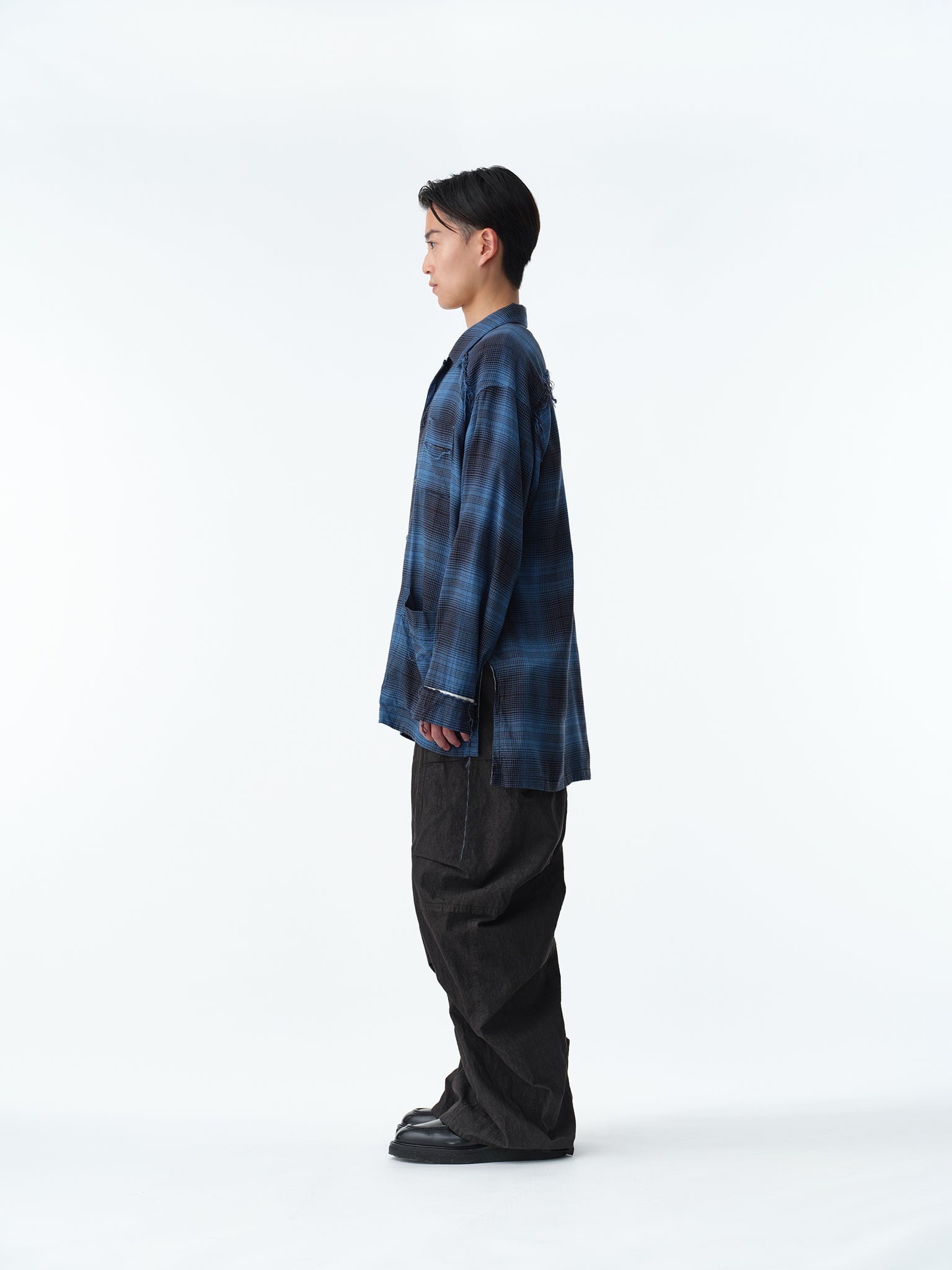 OMBRE CHECK PAJAMA SHIRT .13【CLASSIC BLUE】